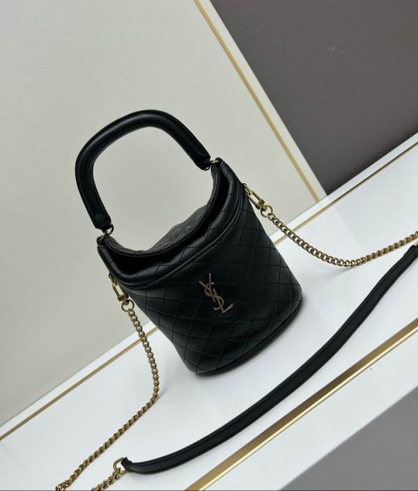 YSL Gaby Small Bucket Bag in Black with Golden Hardware 19*17*15 CM (Next to Original)