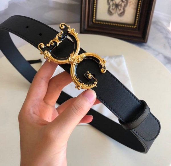 Dolce&Gabbana Ornate DG Buckle Belt in Black Logo for Men