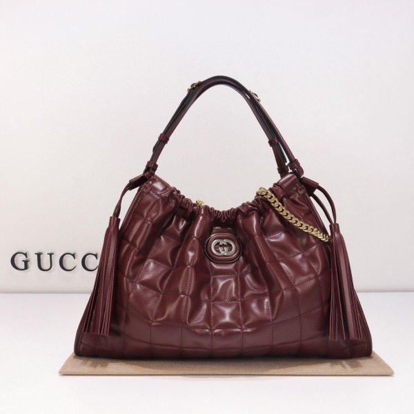 Gucci Deco Medium Tote Bag in Red Wine 43*28*8 CM (Mirror Quality)