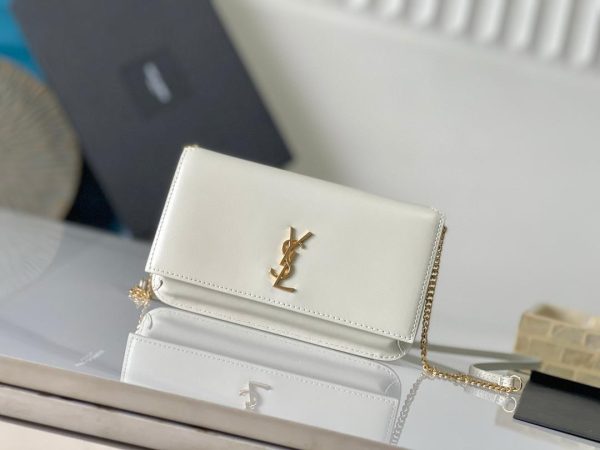 YSL Cassandra Phone Holder in Smooth Leather in White 18*11*2 CM (Mirror Quality)