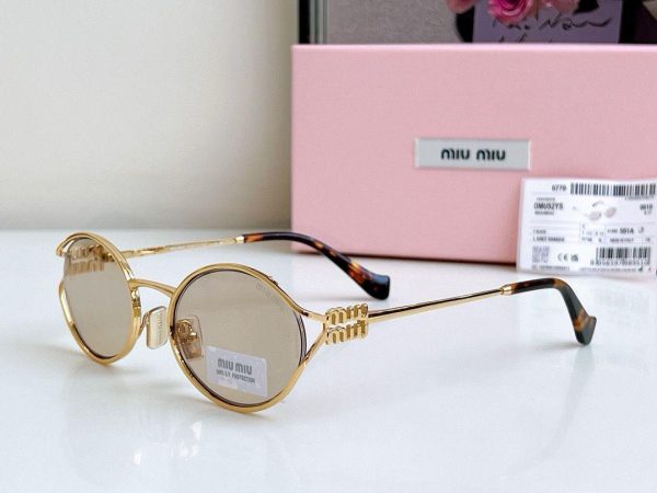 Miu Miu Logo Oval Sunglasses - Loden Lenses