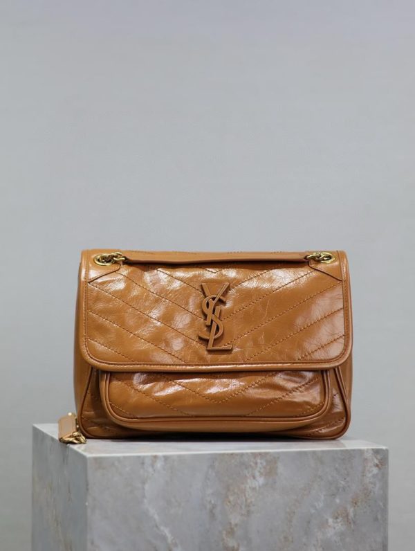 YSL Niki Medium in Vintage Leather Brown 28*20*8.5 (Mirror Quality)