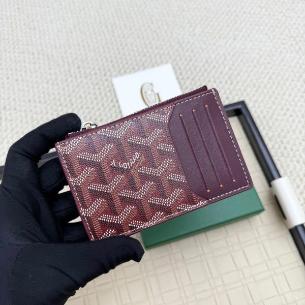 Goyard Bourbon Zipped Card Holder in Red Wine 12.5*8.4*1 CM