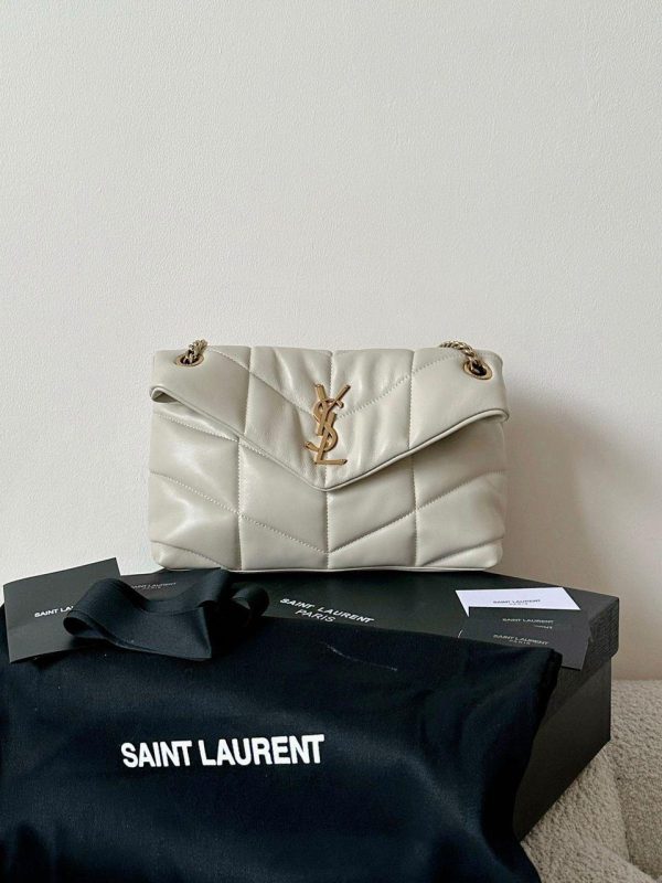 YSL Small Puffer Nappa Leather in   White 29*17*11 CM (Mirror Quality)