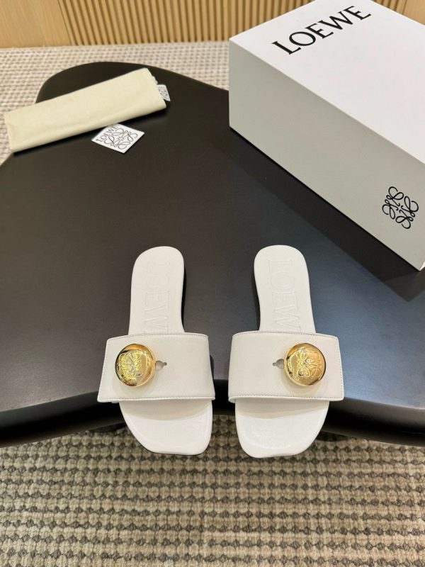 LOEWE Leather Pebble Sandals for Women in White Color