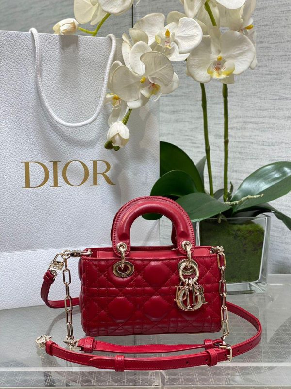 Christian Dior Micro Lady D-Joy Bag in Red 16*10*5.5 CM (Mirror Quality)
