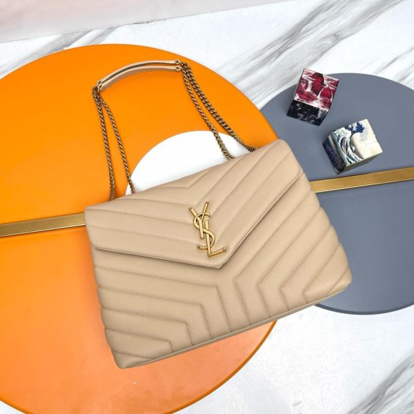 YSL Loulou Large in Mátelasse in Beige 32*22*10 CM (Mirror Quality)