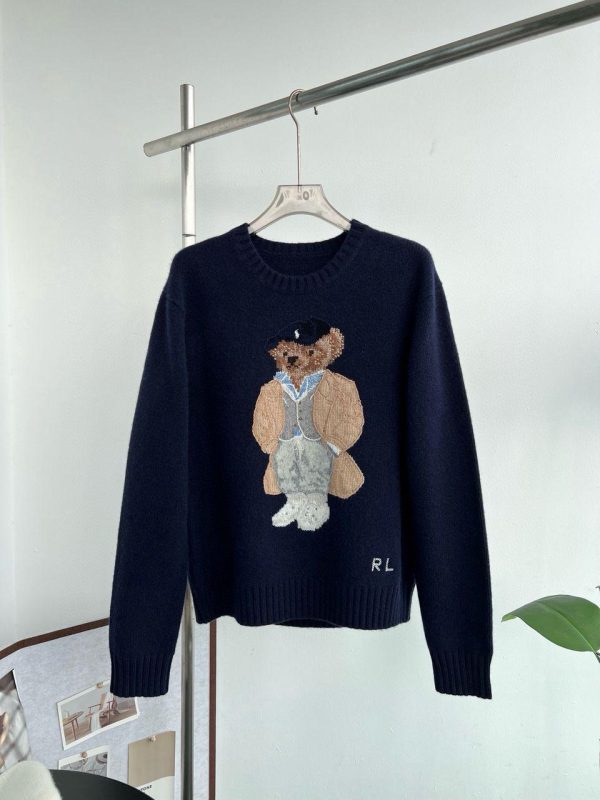 Ralph Lauren Polo Bear Wool-Cashmere-Blend Sweater in Navy Blue (Mirror Quality)