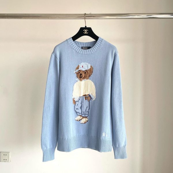 Ralph Lauren Polo Bear Wool-Cashmere-Blend Sweater in Sky Blue (High Quality)