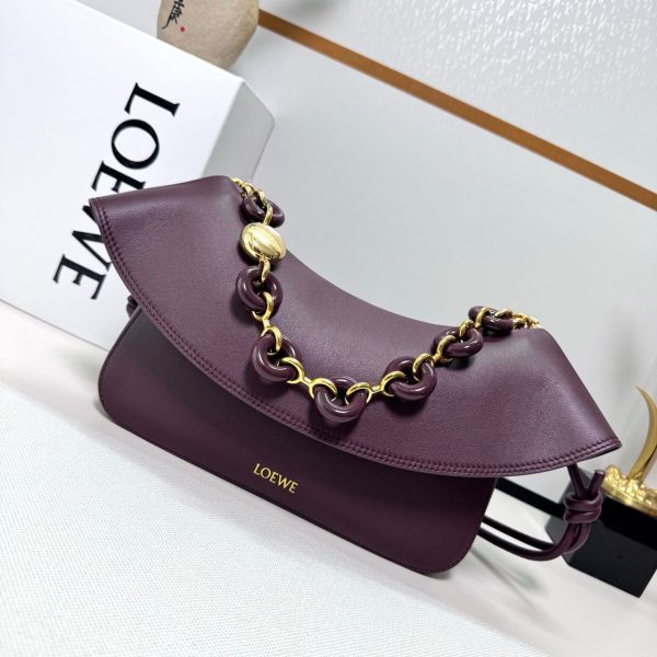 Loewe Ola Medium Bag in Red Wine Color 26*18*13 CM (Mirror Quality)