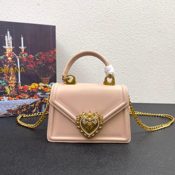 DolceGabbana Small Smooth Devotion bag in Light Pink Color 19*4.5*13 CM (Mirror Quality)