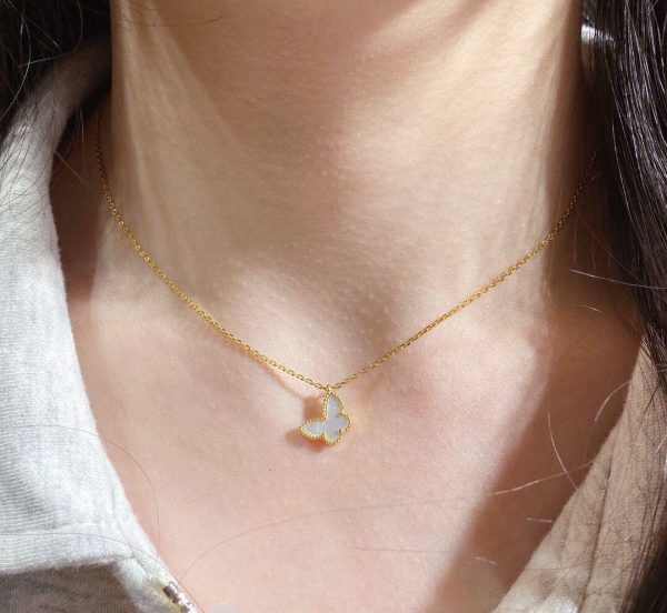 VCA Sweet Alhambra Butterfly Pendant in Golden Finish and Mother of Pearl (Next to Original Quality)