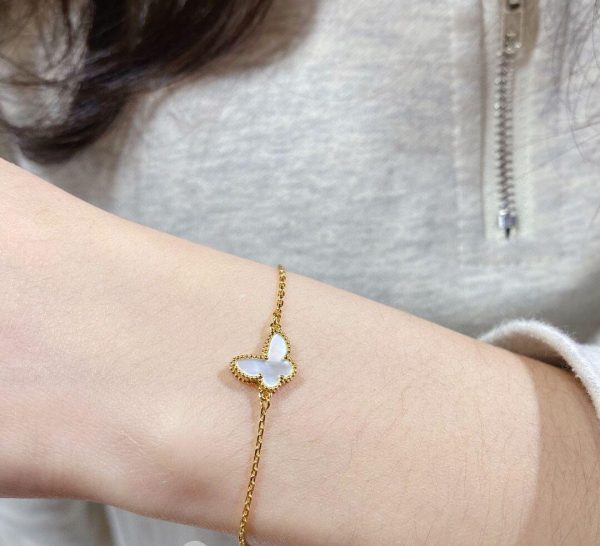 VCA Sweet Alhambra Butterfly Bracelet in Golden Finish and Mother of Pearl (Next to Original Quality)