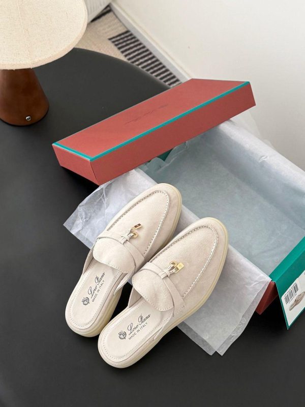 Loro Piana Charms Walk Babouche Loafers in White for Women