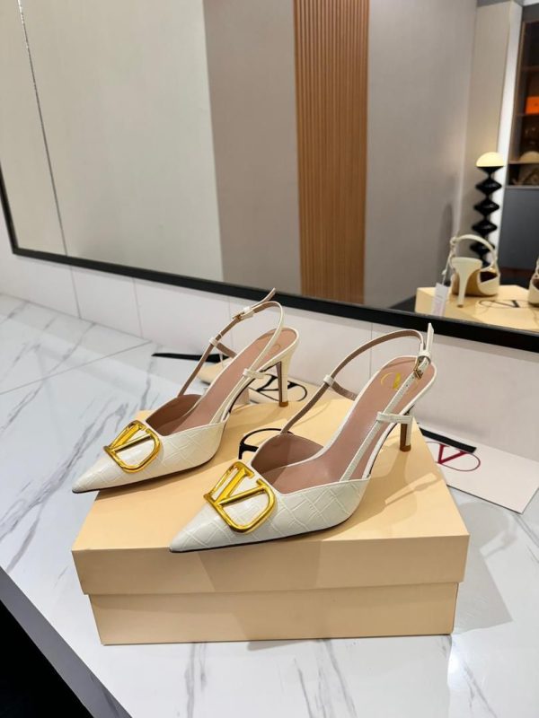 Valentino VLogo Signature Slingback Pumps in White for Women