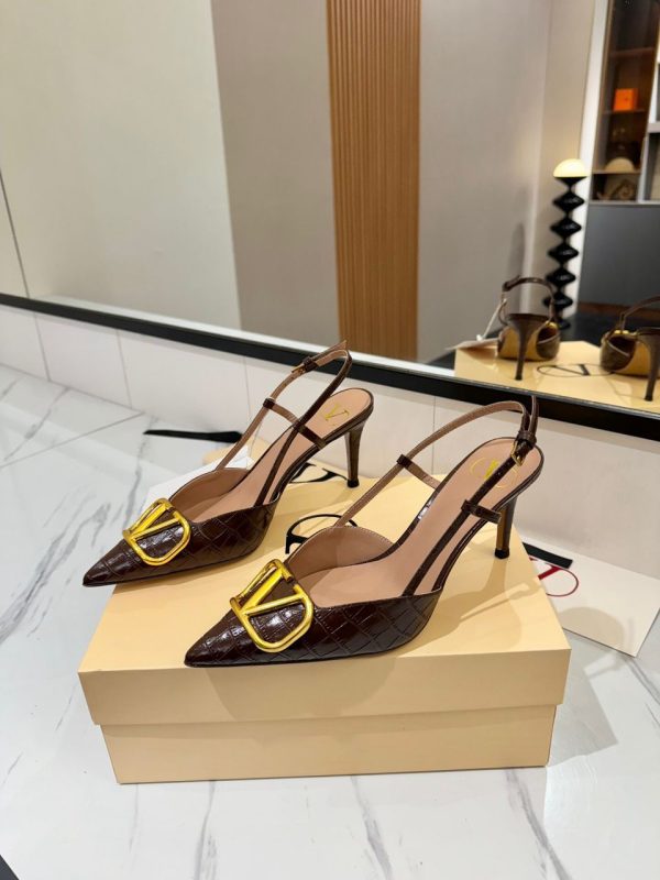 Valentino VLogo Signature Slingback Pumps in Brown for Women